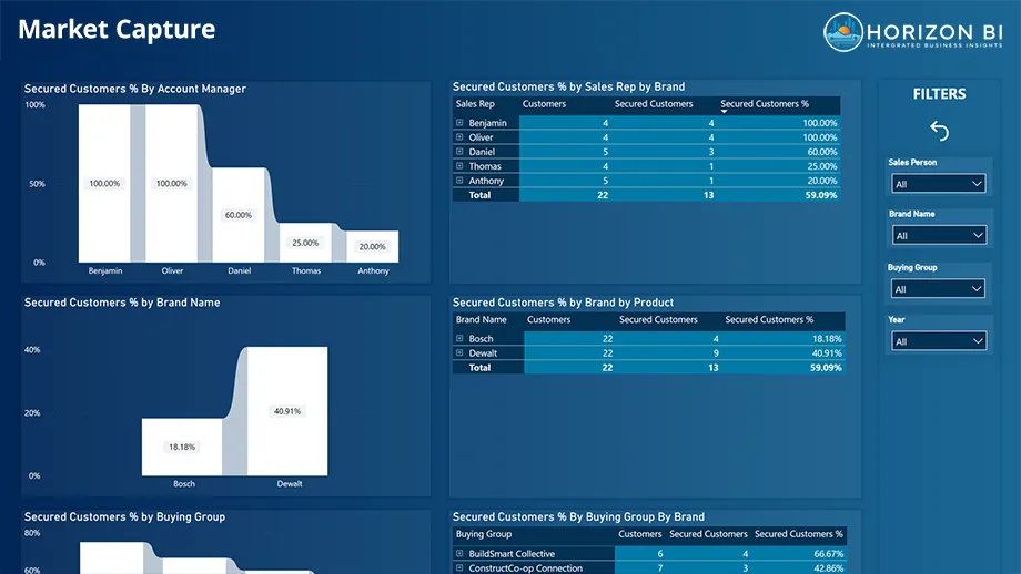 Horizon BI Sales Module Market Capture example