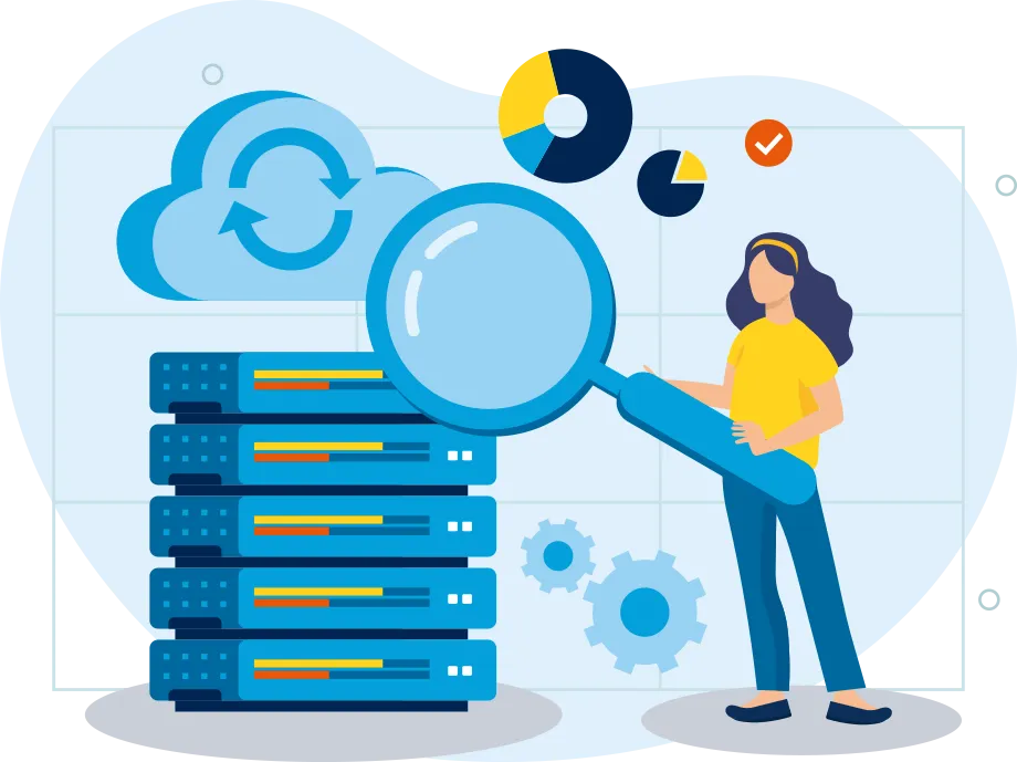 Graphic showing computer servers